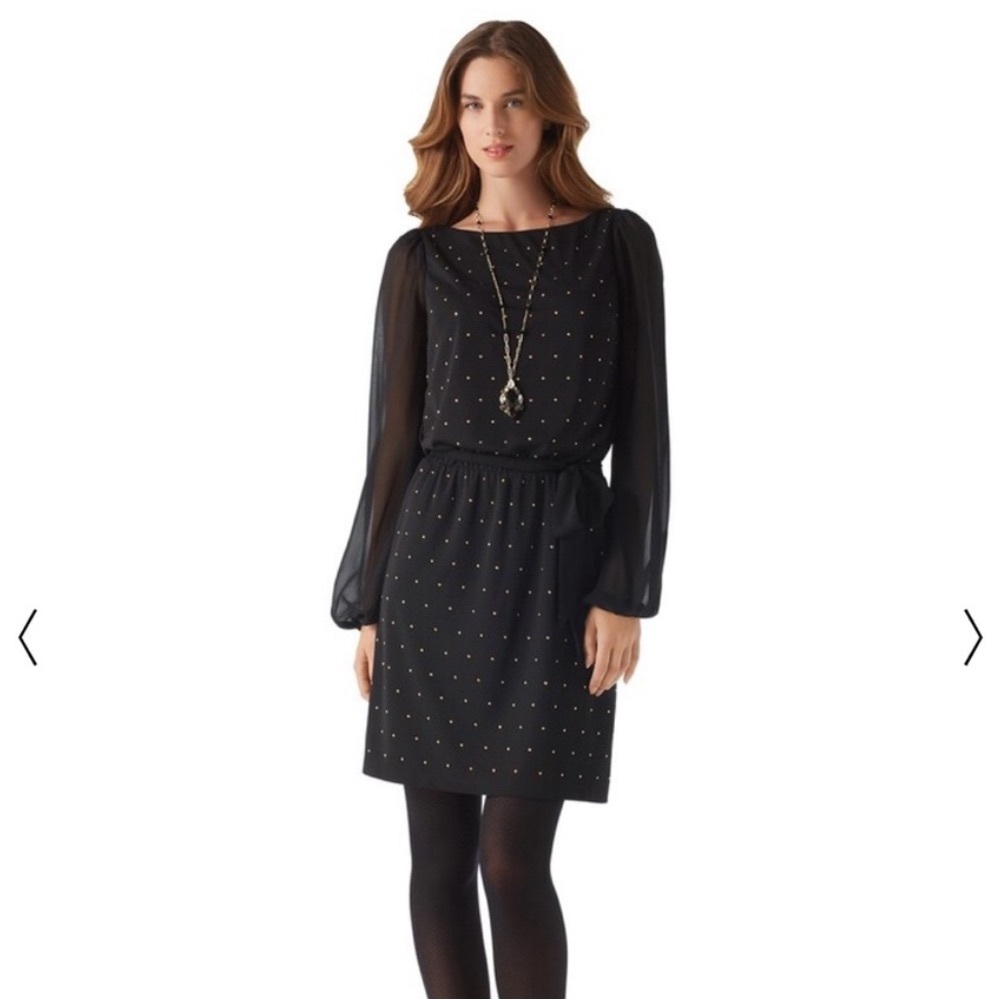 WHBM Black Dress with Gold Accents size 8